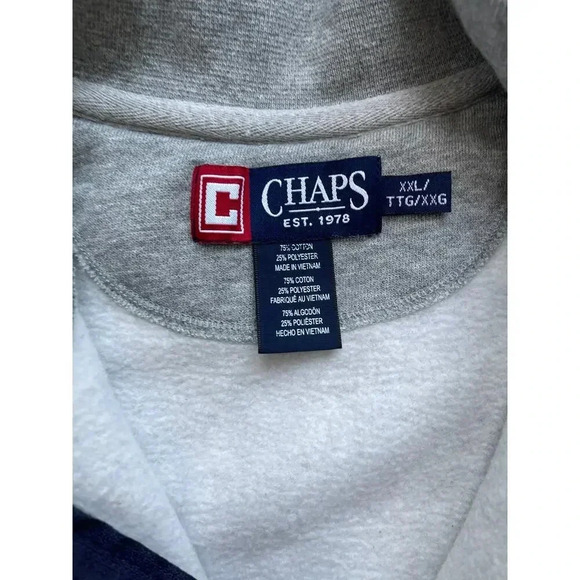 Chaps Men’s Quarter Zip Pullover Sweatshirt Gray Blue XXL - Picture 7 of 9